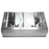 36" Double Bowl Zero Radius Well Angled Design Farm Apron Kitchen Sink