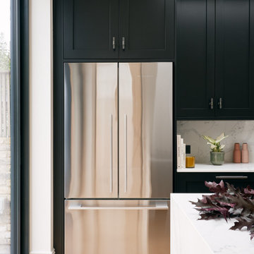 Black Shaker Kitchen with Silver Accents