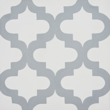 8"x8" Lantern Handmade Cement Tile, White/Gray , Set of 12