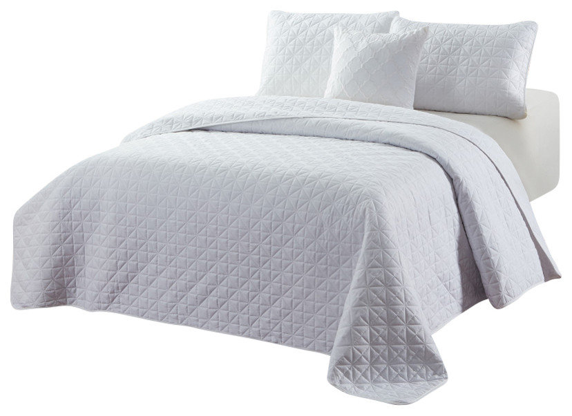 Bibb Home 4 Piece Solid Quilt Set, Full/Queen - Traditional - Quilts ...