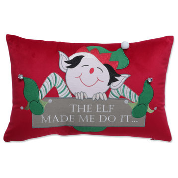 Indoor The Elf Made Me Do It Red Rectangular Throw Pillow Cover