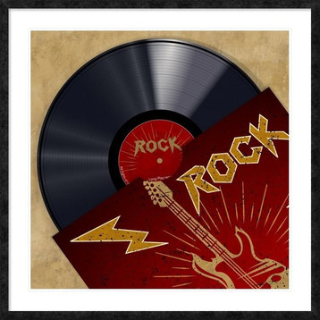 "Vinyl Club, Rock" Framed Digital Print by Steven Hill, 44x44"