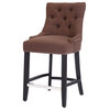 Hayes 24" Upholstered Tufted Wood Counter Stool, Black