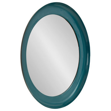 Laranya Round Wall Mirror, Teal/Black 22x22