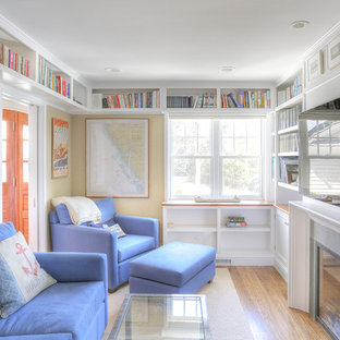 Inspiration for a beach style home theater remodel in Bridgeport