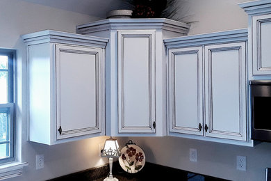 White Antique Glazed Cabinets