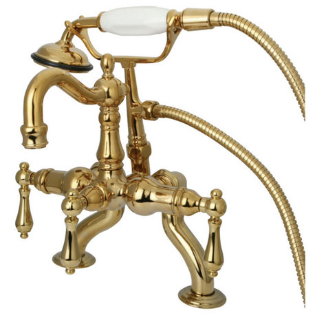 Kingston Brass CC2007T2 Vintage Clawfoot Tub Faucet,Hand Shower, Polished Brass