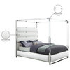 Encore Faux Leather Bed, White, Queen