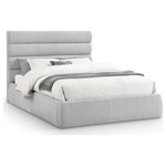 Meridian Furniture - Adam Upholstered Bed, Grey, Queen, Linen Textured Fabric - Modernize your space with the Adam grey linen textured fabric queen bed, designed to bring both comfort and style. The deep channel tufting on the headboard adds a luxurious touch, while the option to add extra panels allows you to increase the headboard height, creating a striking focal point in your room. This versatile bed combines style, texture, and customization for the ultimate statement piece.