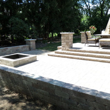Three Tiered Patio made with Unilock Wall Products & Fendt Pavers