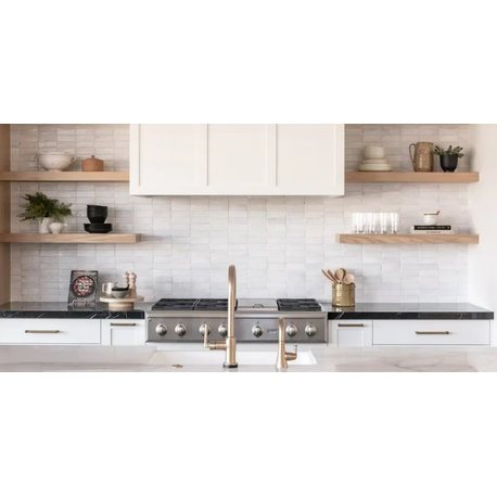 Moroccan Handmade 2x6 Solid Color Zellige Tile, Off-white