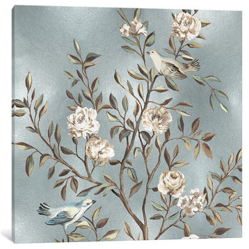 "Chinoiserie In Silver I" by Renee Campbell, Canvas Print, 12x12"
