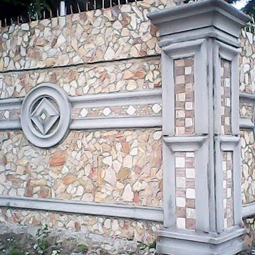 fence design and modern of pillar and fountaing