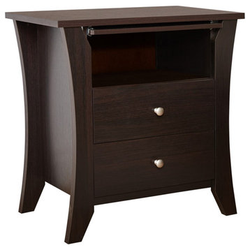Furniture of America Grover Wood 2-Drawer End Table with Tray in Espresso