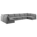 Meridian Furniture - Mackenzie Linen Textured Fabric 7-Piece Modular U-Shaped Sectional, Grey - Mix and match the pieces from the Mackenzie series to create a beautiful seating group that's perfect for the whole gang. These exceptionally crafted sofas, sectionals, and other components are meant to be put together into an infinite number of configurations based on your particular needs and space requirements. Each is upholstered from top to bottom in soft durable linen textured in your choice of colors. Attach the pieces of your choice easily thanks to the included attachment latches.