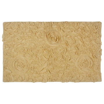Bell Flower Collection Tufted Bath Rugs, 24"x40" Rectangle, Yellow