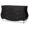 Baxton Studio Enzo 6 Drawer Faux Leather Double Dresser in Black