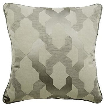 Grey Throw Pillow Cover, Jacquard Weave 14"x14" Silk, Trellis Shine
