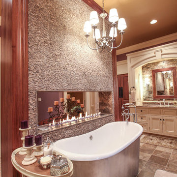 Luxury Master Bath with Fireplace
