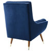 Suggest Button Tufted Upholstered Velvet Lounge Chair, Navy