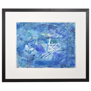 Original Abstract Watercolor Painting, " Blue Fish", By Henry Brown