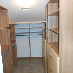Walk-in in wood veneer; Arlington, VA - Closet Organizers