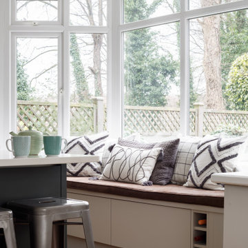 A Bespoke, White and Green, Open Plan Kitchen in Leeds