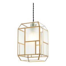 Chatsworth Non Electric Shade, Antique Solid Brass, Clear and Frosted Glass
