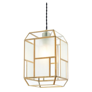 Chatsworth Non Electric Shade, Antique Solid Brass, Clear and Frosted Glass