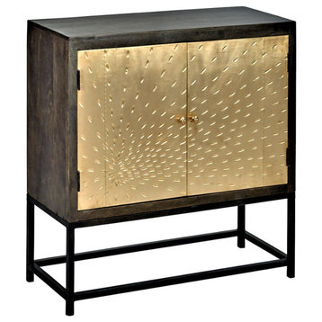 40" Square Accent Cabinet Brass (Gold) Doors Handmade Pattern