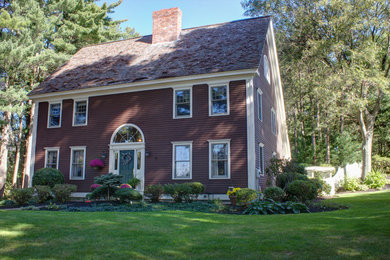 Example of a transitional exterior home design in Boston