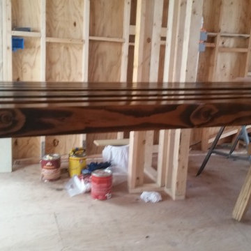 Exposed trusses with T&G stained and cleared