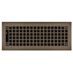 Wholesale Registers - Oil Rubbed Bronze Rockwell Plated Steel Craftsman Floor Register, 4"x12" - Create your personalized space with our beautifully crafted 4" x 12" rockwell floor registers. These oil rubbed bronze plated registers are built to withstand constant use with its 3mm thick steel faceplate. Our rockwell air vents are also built with a steel damper to withstand the varied air temperatures in your homes and businesses. If you wish for wall air vents to match your floor vents, you can simple attach spring clips to the register to convert them to sidewall registers.  This 4" x 12" floor register has a faceplate that measures 5 3/8" x 13 3/8", but is intended for use in a 4" x 12" hole.