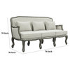 Benzara BM276242 76" Sofa, Box Cushion, Nailhead Trim, Fabric, Cream/Brown