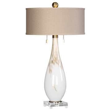 Uttermost Cardoni Glass Table Lamp, White