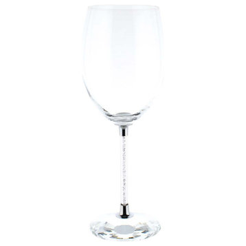 Sparkles Home Wine Glasses with Crystal-Filled Stems - Set of 6 - Silver