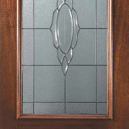 Prehung Entry Single Door 80 Mahogany Cameo 2 Panel Arch Lite Glass - Front Doors