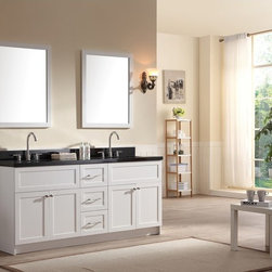 73 inch Transitional Double Sink Bathroom Vanity Black Granite Top - Bathroom Vanities And Sink Consoles