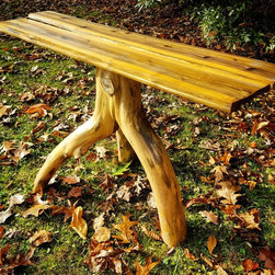 Natural Live Edge TV Stand - Rustic Cedar Root Entertainment Table - Coffee And Accent Tables