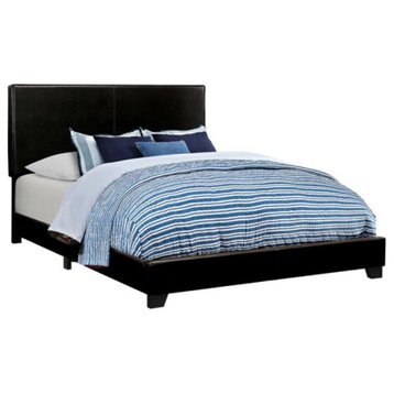 Leatherette Upholstered Bed, Full Size, Black