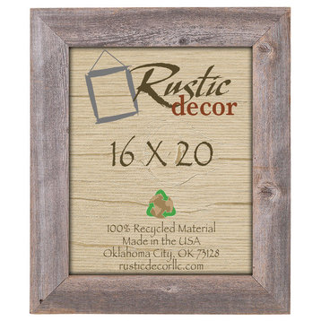 Catoosa Extra Wide Reclaimed Rustic Barn Wood Wall Frame, 16"x20"