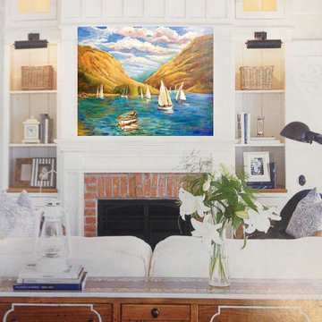 Mantel Focal Point, " Summer Time" Original Art Acrylic on Canvas, by Lambert