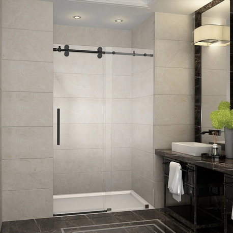 Langham 44-48"x75" Completely Frameless Sliding Shower Door, Oil Rubbed Bronze