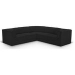 Meridian Furniture - Ollie Black Boucle Fabric L-Shaped Modular Sectional, Black, 5-Piece: 2 Armless Chair, 3 Corner Chair - Meet the epitome of style and functionality with this Ollie boucle fabric living room sectional, part of the Ollie modular collection. A contemporary marvel, this sectional features chic and inviting rich black boucle fabric upholstery, giving it a sumptuous texture that oozes elegance and luxury. Curved corners add to the visual look of the sectional while maximizing seating comfort while lounging, reading, or entertaining. Pair it with other items in the Ollie collection easily, thanks to an attachment latch underneath.