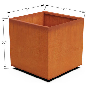 Corten Steel Planter, Cube Medium - 20"lx20"wx20"h