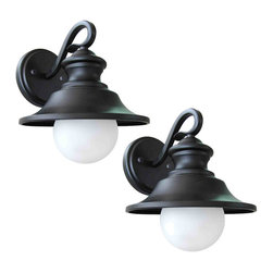 Hardware House - Black Outdoor Patio/Porch Exterior Light Fixtures, Twin Pack, 21-2101 - Outdoor Wall Lights And Sconces