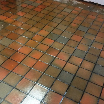 Linoleum Covered Quarry Tiled Floor Restored in Marton, Warwickshire