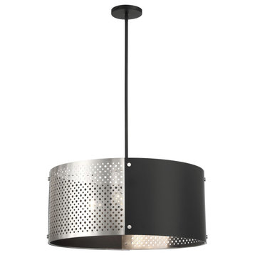 Noho Four Light Pendant in Brushed Nickel W/ Sand Coal