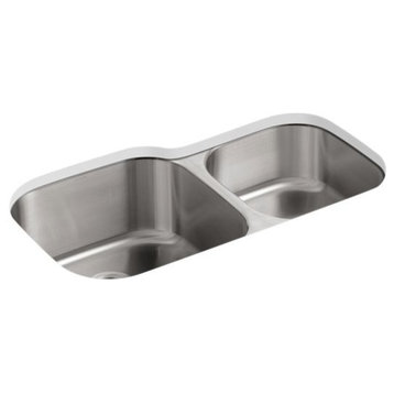 Kohler Undertone 35-1/8" X 20-1/8" X 9-3/4" Extra Double-Bowl Kitchen Sink