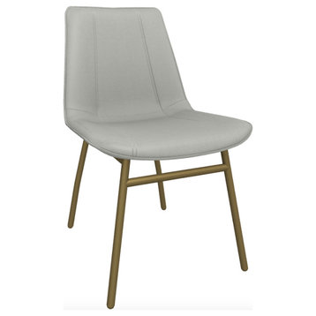May Side Chair, Powder Paloma Leather, Brass Powder Coat